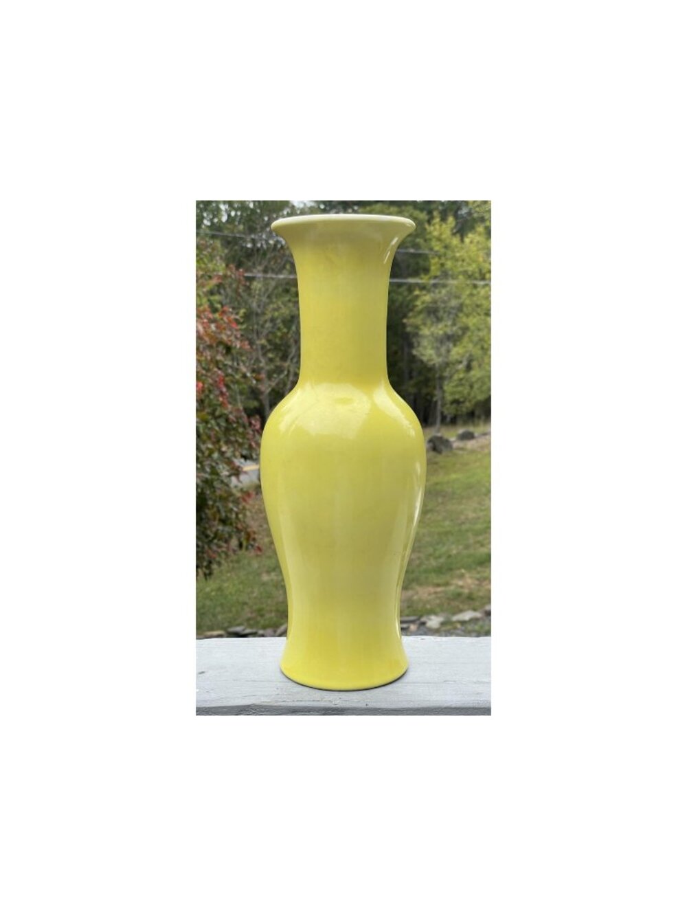 LARGE 20th C. Chinese /Japanese Export Yellow Glaze Monochrome Porcelain Vase